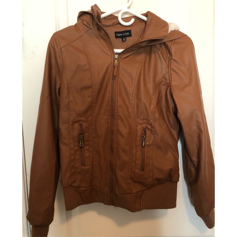 New Look Brown Faux Leather Jacket - Md.